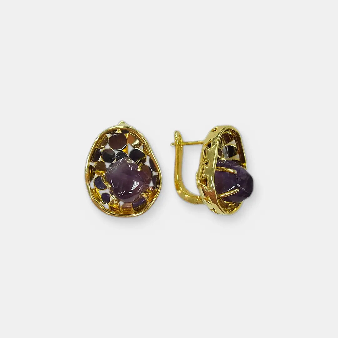 Серебряные серьги с аметистами
